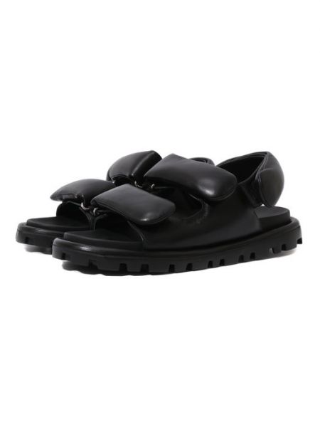 Черные кожаные сандалии Miu Miu