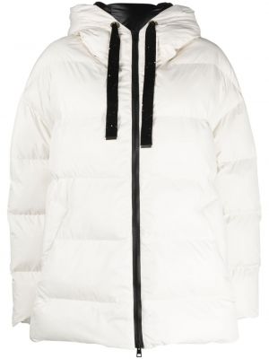 Prošívaná péřová bunda na zip s kapucí Lorena Antoniazzi bílá