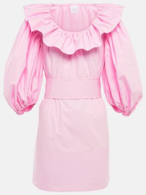 Хлопковое платье мини с пышными рукавами Patou розовое