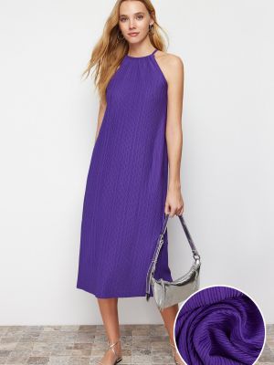 Плисирана плетена миди рокля Trendyol виолетово