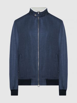 Синя шовкова вовняна куртка Stefano Ricci