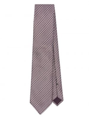 Jedwabny krawat w paski Tom Ford różowy