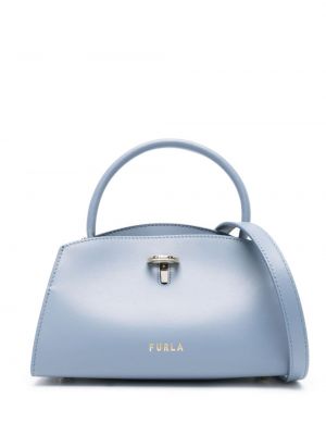 Δερμάτινη τσάντα shopper Furla μπλε