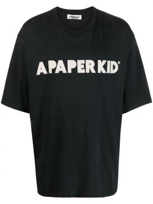 Тениска с принт A Paper Kid черно