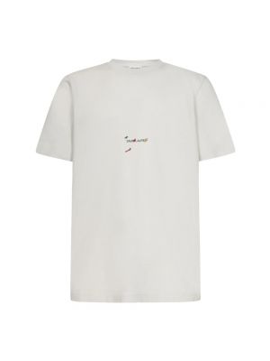 Koszulka z okrągłym dekoltem Saint Laurent biała