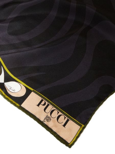 Hedvábný šál s potiskem Pucci černý
