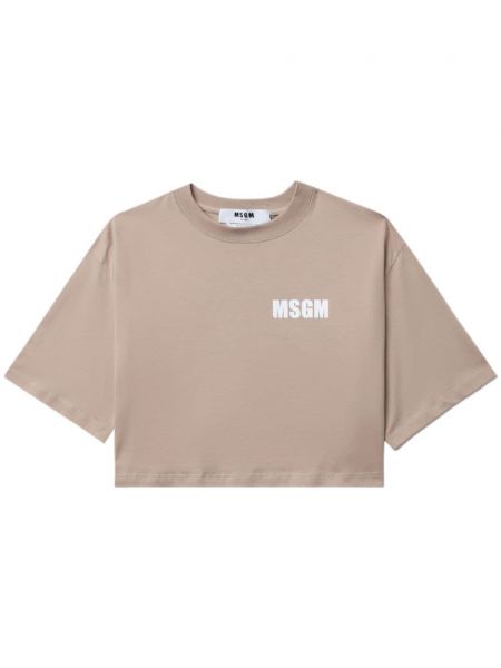 T-shirt aus baumwoll mit print Msgm beige