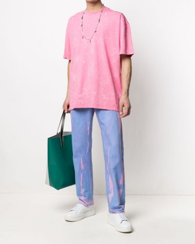 Camiseta con estampado con estampado abstracto Msgm rosa