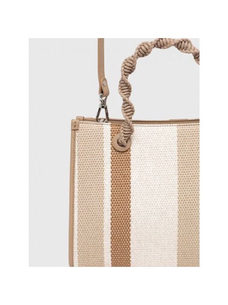 Geflochtene shopper handtasche mit reißverschluss mit taschen Twinset beige