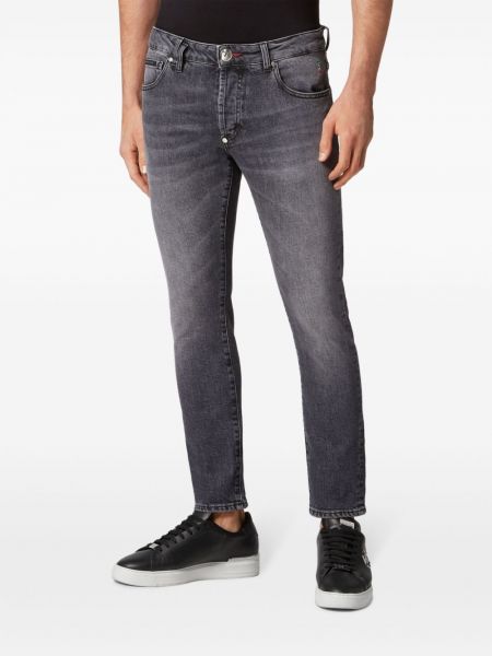 Jeans skinny slim avec applique Philipp Plein gris