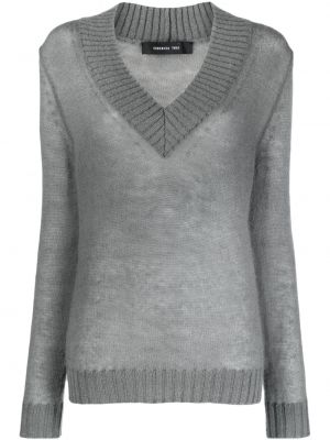 Dzianinowy sweter z dekoltem w serek Federica Tosi szary