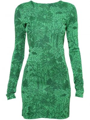 Sukienka w kwiatki żakardowa Givenchy Zielona
