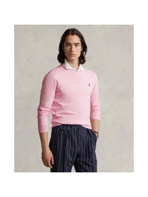 Sudadera con cuello redondo con bordado de algodón de tela jersey Ralph Lauren rosa