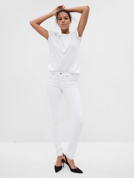 Priliehavé skinny fit džínsy Gap biela