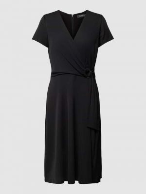 Sukienka midi z dekoltem w serek Lauren Ralph Lauren czarna