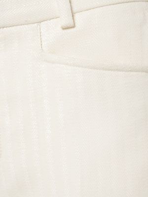 Pantaloni de lână cu model herringbone Tom Ford alb