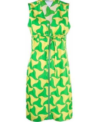 Mini haljina s printom Bottega Veneta zelena