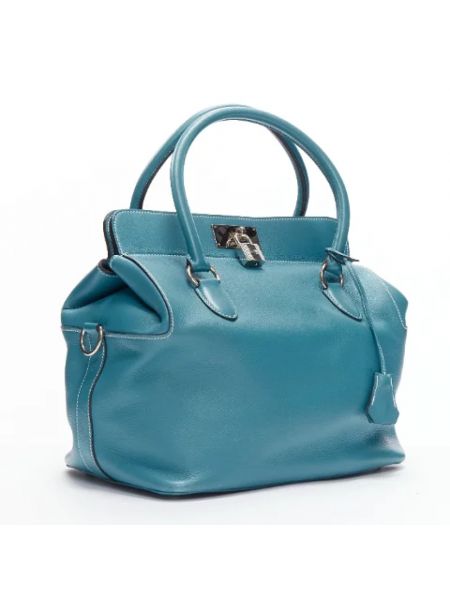 Bolso satchel de cuero retro Hermès Vintage azul