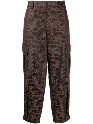 Pantaloni cu imagine cu croială lejeră Moschino maro