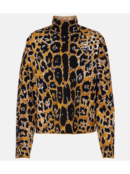 Jacquard leopard strikkegenser Alaia brun