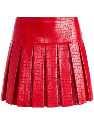 Viskózové kožená sukně s vysokým pasem na zip Alice + Olivia - červená