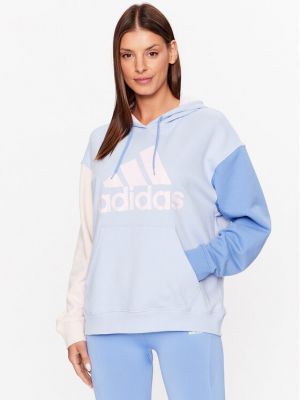 Relaxed fit džemperis su gobtuvu oversize Adidas mėlyna
