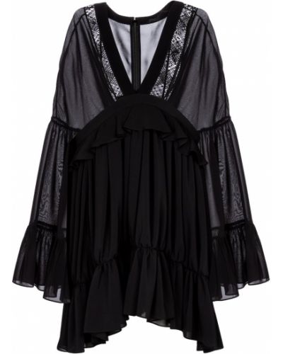 Mini robe en soie en crêpe Saint Laurent noir