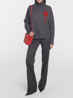 Vilnas džemperis ar augstu apkakli Ami Paris pelēks