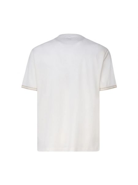 Camiseta de lino de algodón de cuello redondo Eleventy blanco