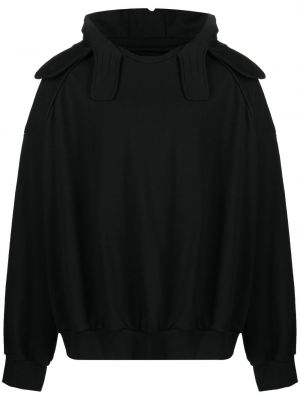 Medvilninis siuvinėtas džemperis su gobtuvu Juun.j juoda