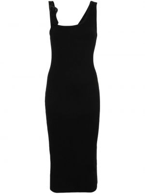 Midi obleka z zaponko Versace Jeans Couture črna