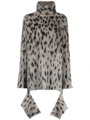 Žakárový sveter s leopardím vzorom Ssheena sivá