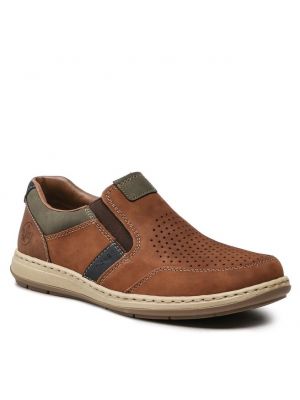 Pantofi din piele din nubuc Rieker - maro Pantofi din piele din nubuc Rieker - maro