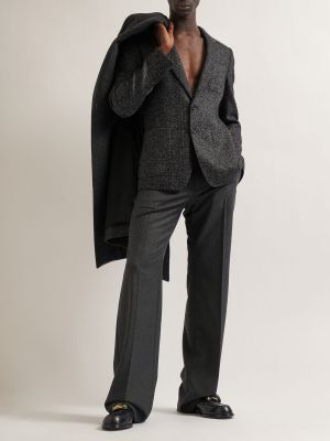 Flanelové vlněné kalhoty Dolce & Gabbana šedé
