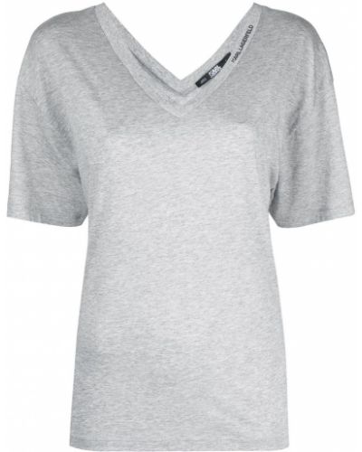 Camiseta con escote v Karl Lagerfeld gris