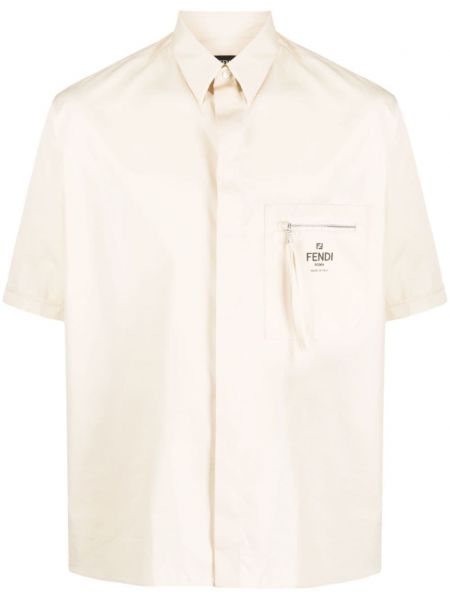 Chemise en coton avec manches courtes Fendi blanc