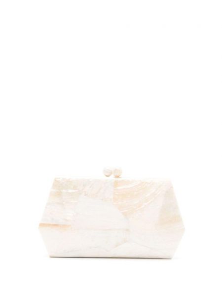 Listová kabelka s perlami Serpui biela