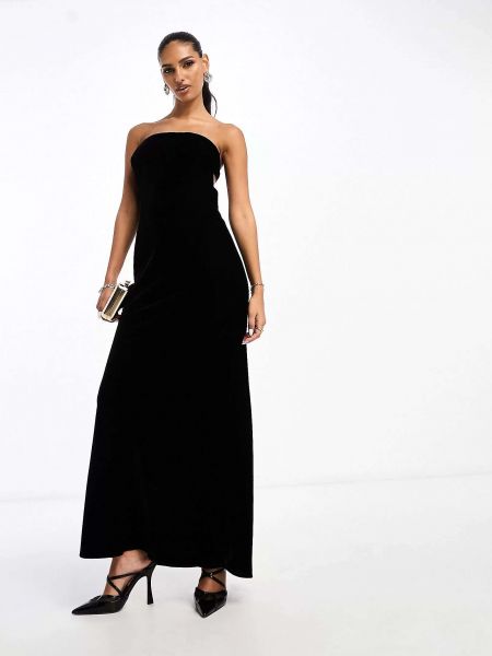 Бархатное длинное платье Asos черное