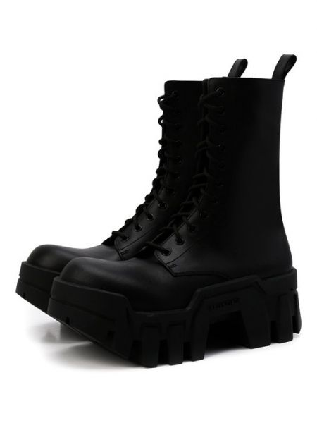 Кожаные ботинки Balenciaga черные