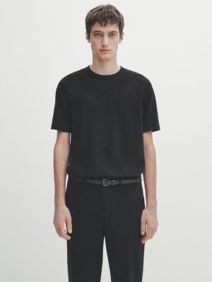 Базовая футболка с коротким рукавом Massimo Dutti черная