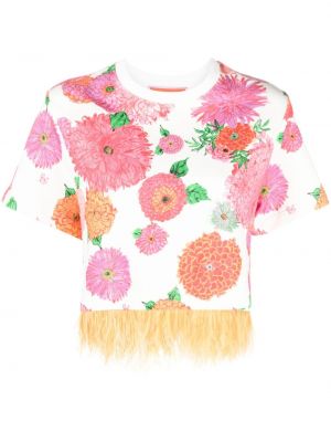 Bluza s cvetličnim vzorcem s potiskom La Doublej bela