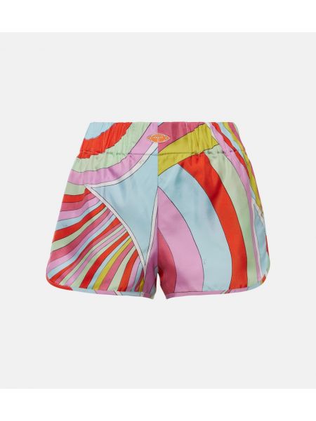 Painettu silkki shortsit Pucci pinkki