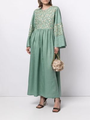 Vestido con bordado de flores Bambah verde