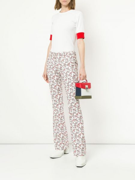 Pantalones de pana de flores con estampado Ck Calvin Klein blanco