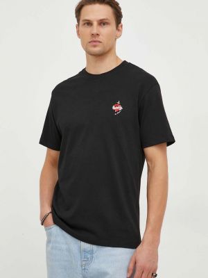 Памучна тениска с дълъг ръкав с апликация The Kooples черно