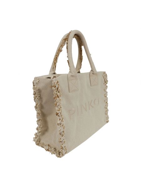 Strand shopper handtasche mit taschen Pinko beige