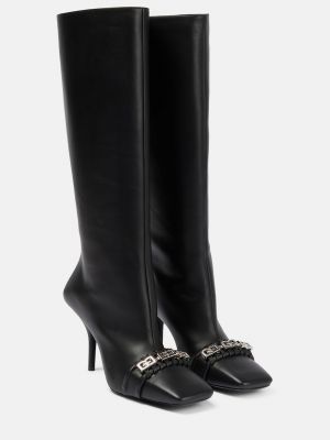 Высокие кожаные сапоги с плетением G Givenchy черный