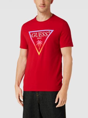 Koszulka z nadrukiem Guess czerwona