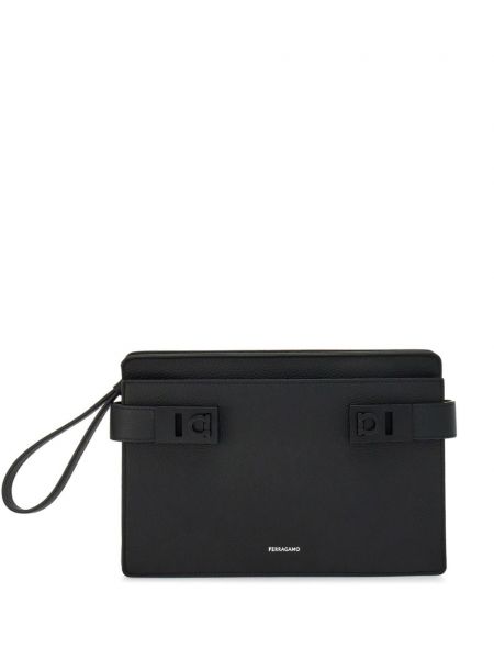 Usnjena pisemska torbica z zaponko Ferragamo črna