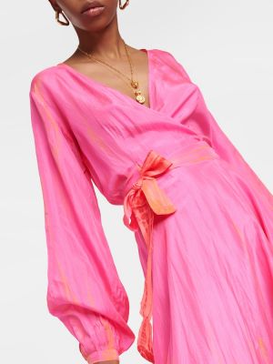 Hedvábné dlouhé šaty Anna Kosturova růžové